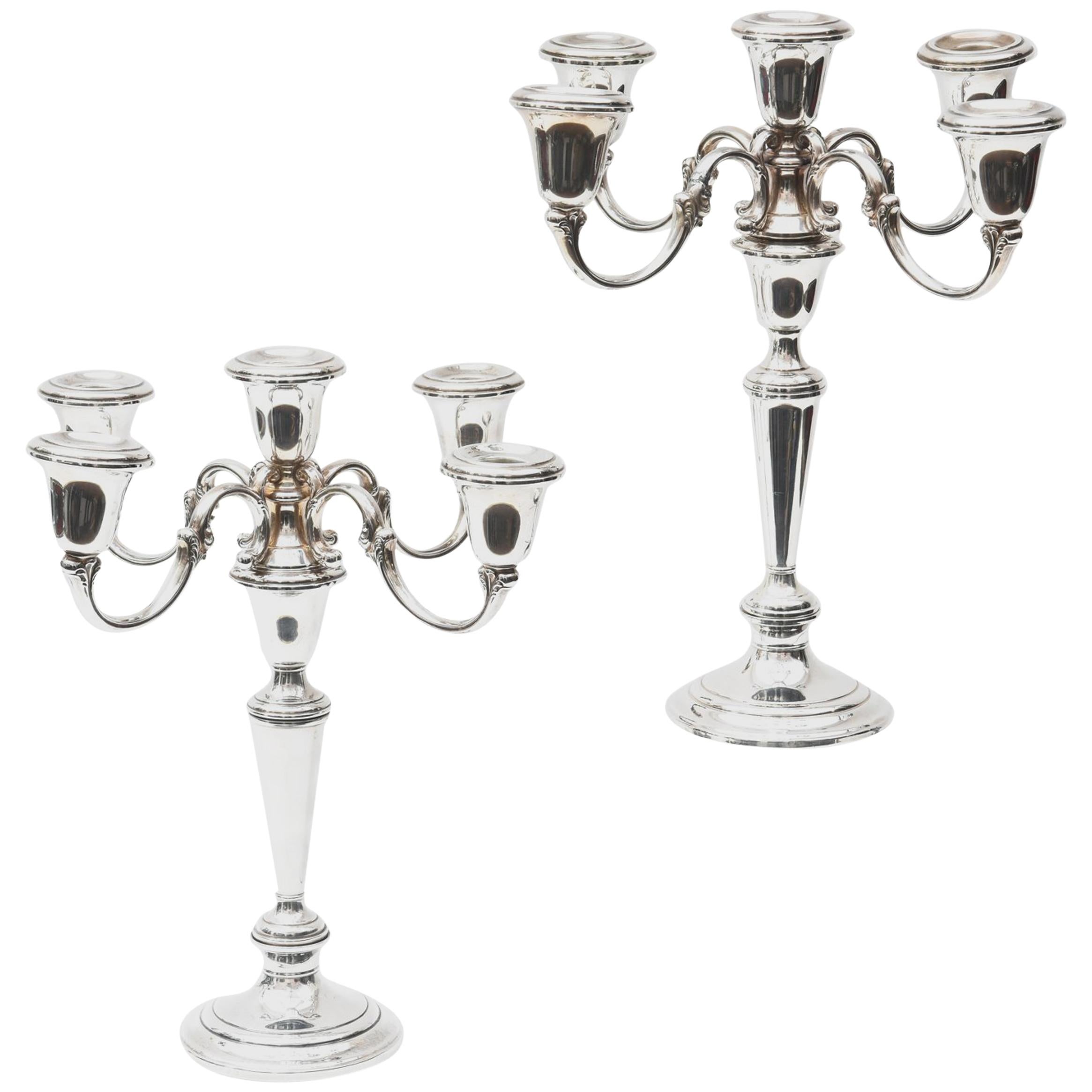 Pair of Gorham Sterling Candelabra, 4-Arm Tall and Also Convertible