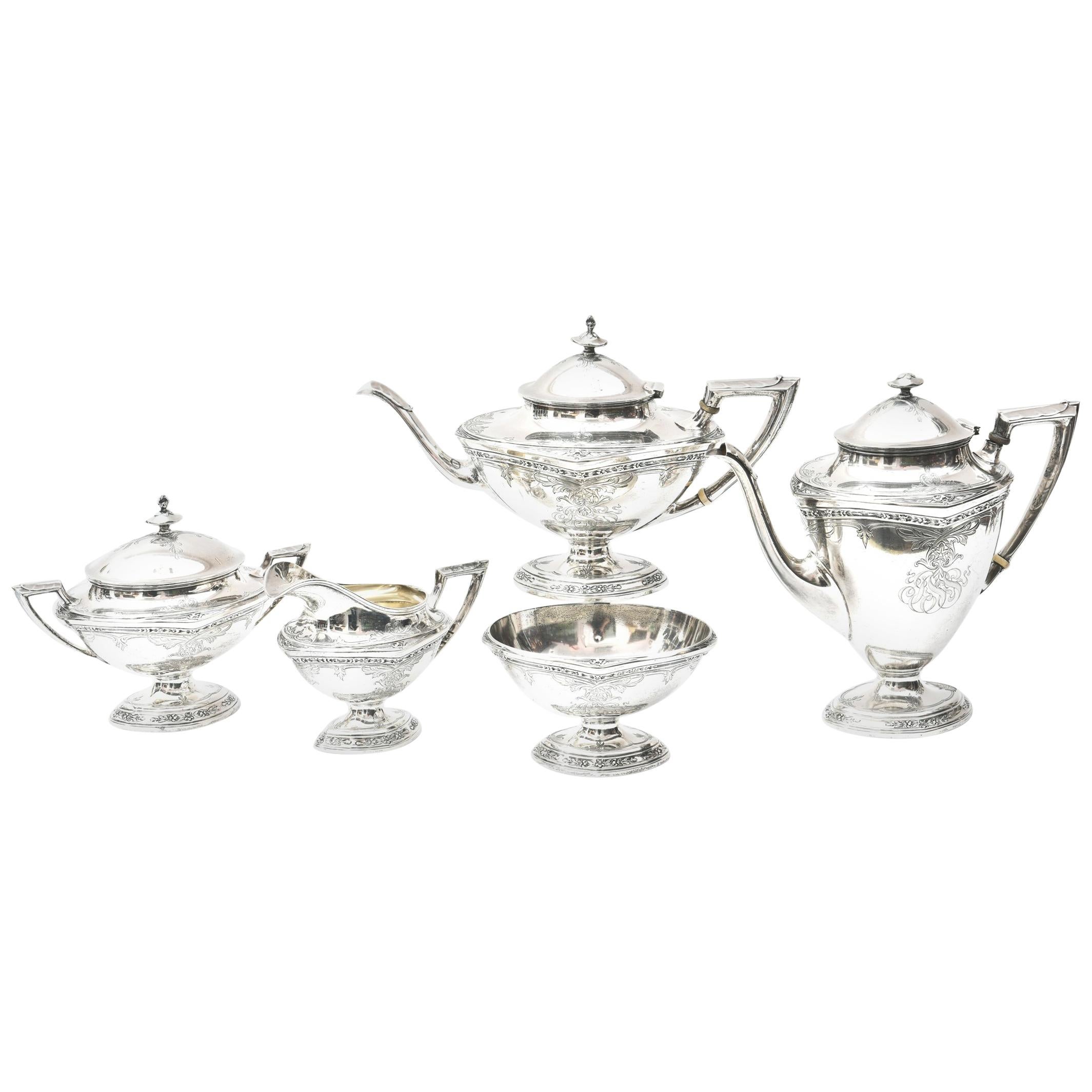 Sterling Tea and Coffee Service, American, Elegant and Well Chased