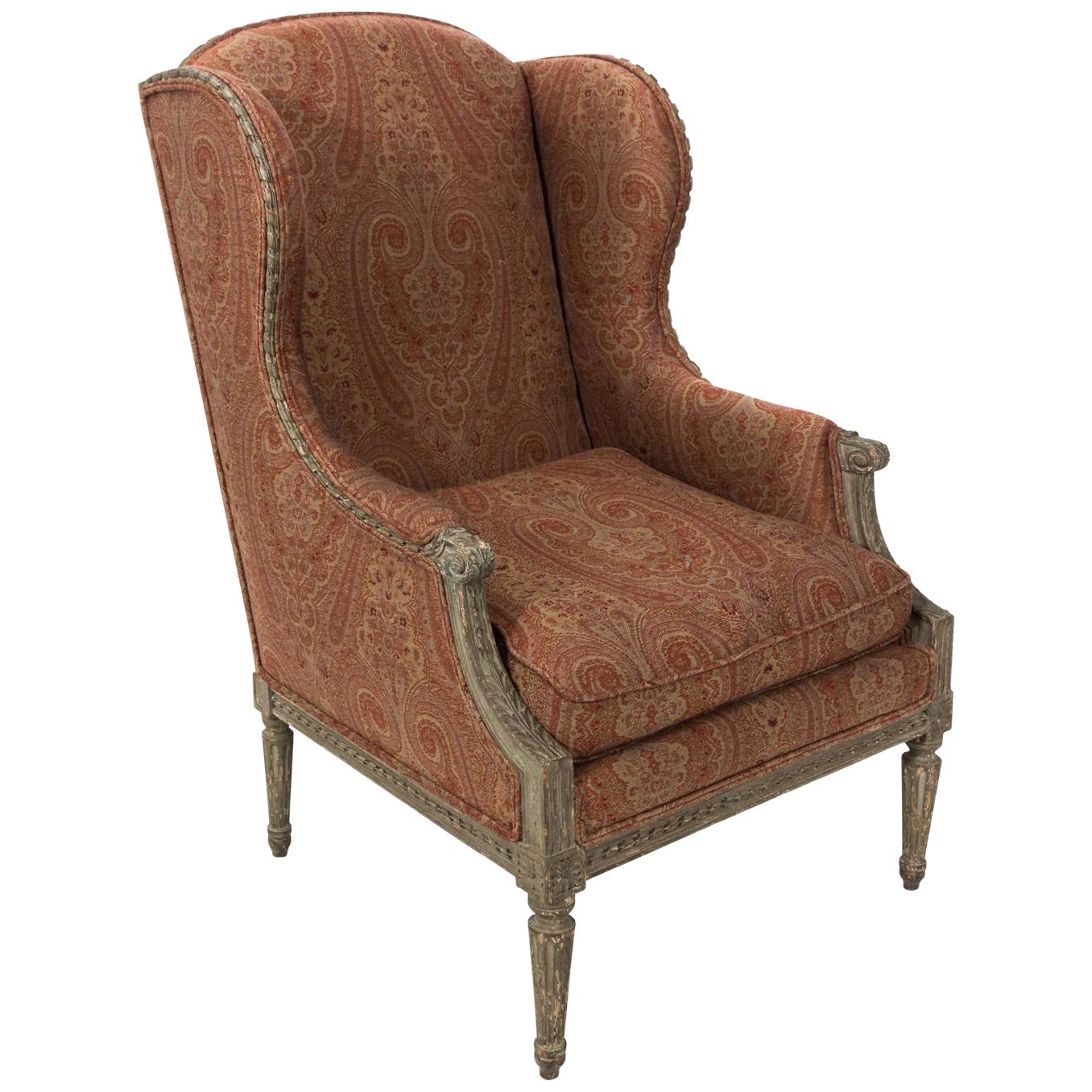 Louis XVI Style Wing Chair, circa 1920s