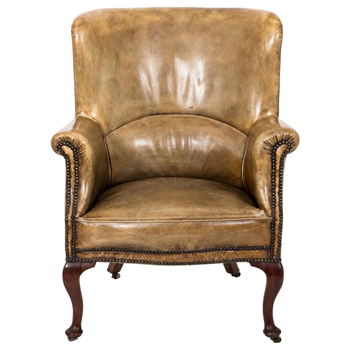 Early 19th Century French Leather Wing Chair