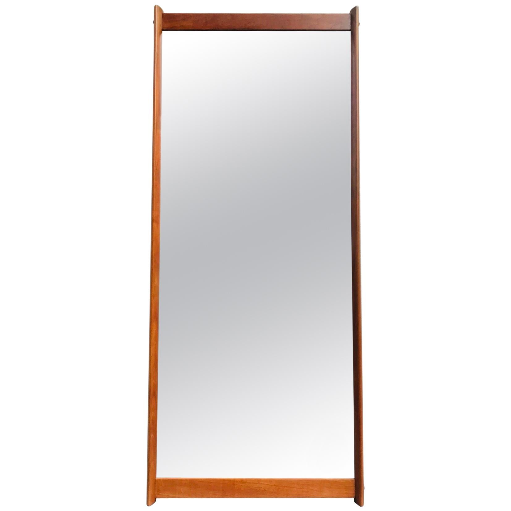 Large Teak Framed Wall Mirror by Aksel Kjersgaard, 1960s at 1stDibs
