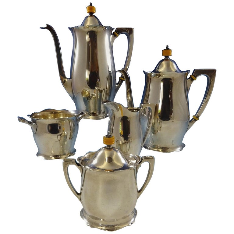 Antique by Wallace Sterling Silver Tea Set 5Piece For Sale at 1stDibs