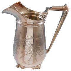 Gorham Sterling Silver Water Pitcher with Engraved Cherub and Grapes
