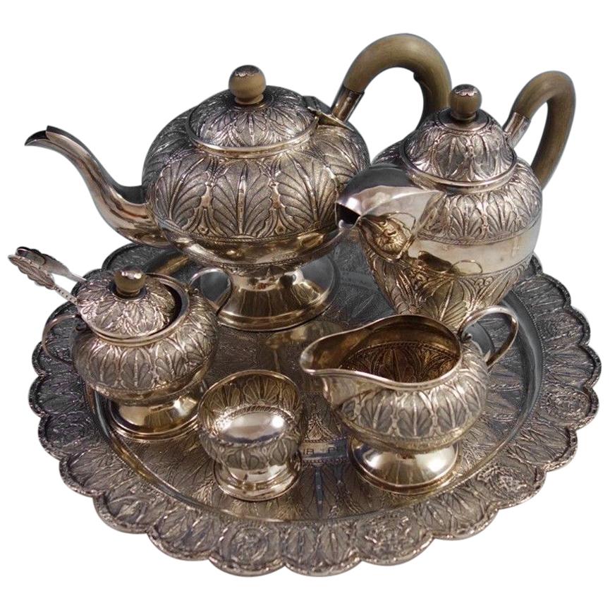 Malaysian Sterling Silver Tea Set 7-Piece Gift to Walter Mondale VP of USA