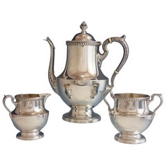 Servizio da tè in argento sterling Georgian by Poole 3 pezzi con bordo Gadroon #1027