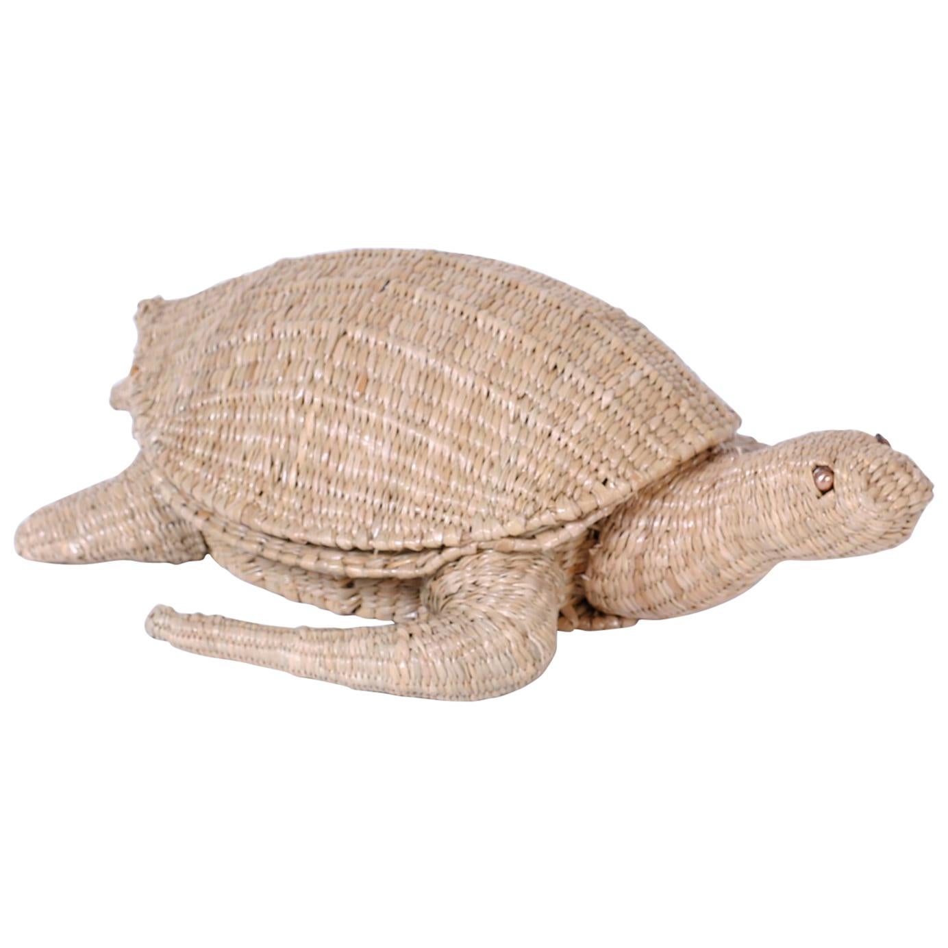 Midcentury Mario Torres Wicker Turtle