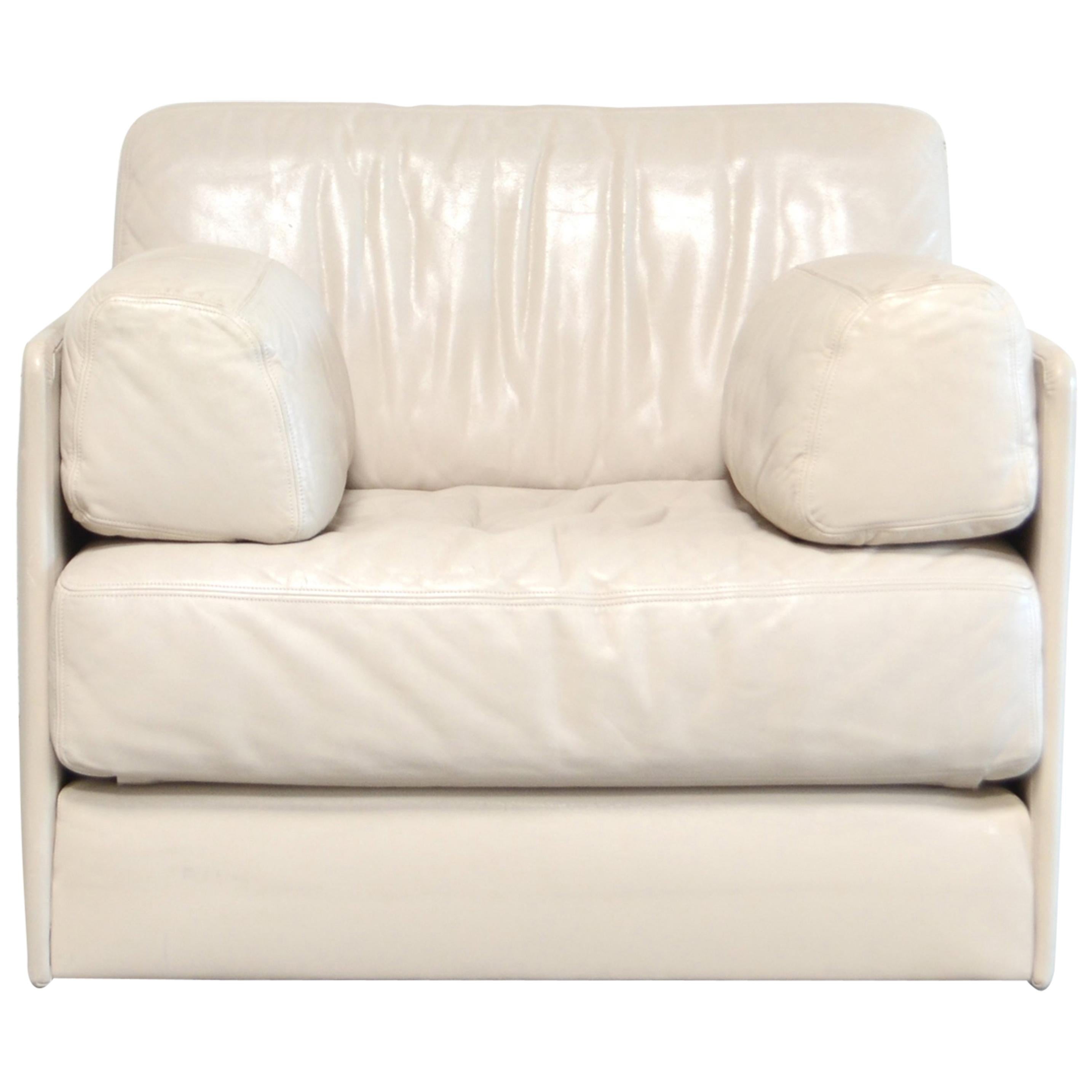 De Sede DS 76 Sessel aus weißem cremefarbenem Leder / Tagesbett
