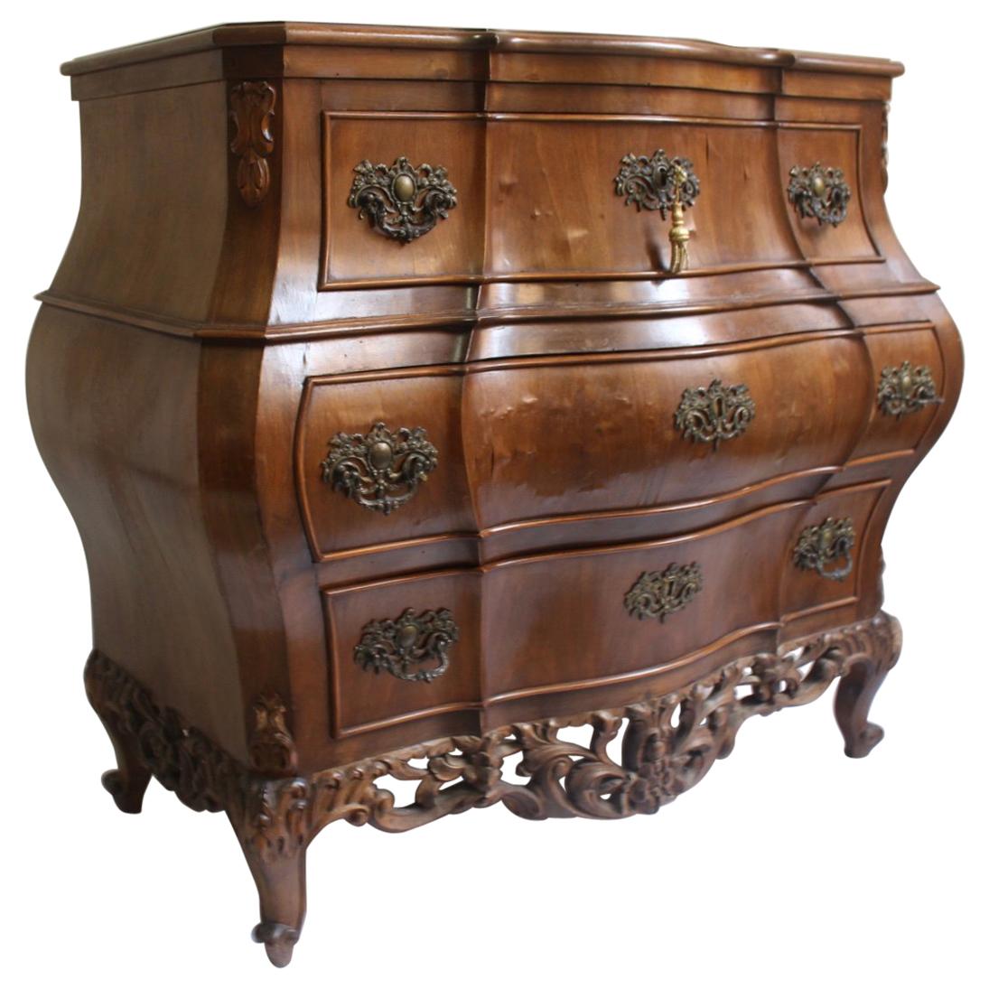 Bombé Louis XV Rococo Bombe Commode or Chest of Drawers by Mariano García, 1960s For Sale