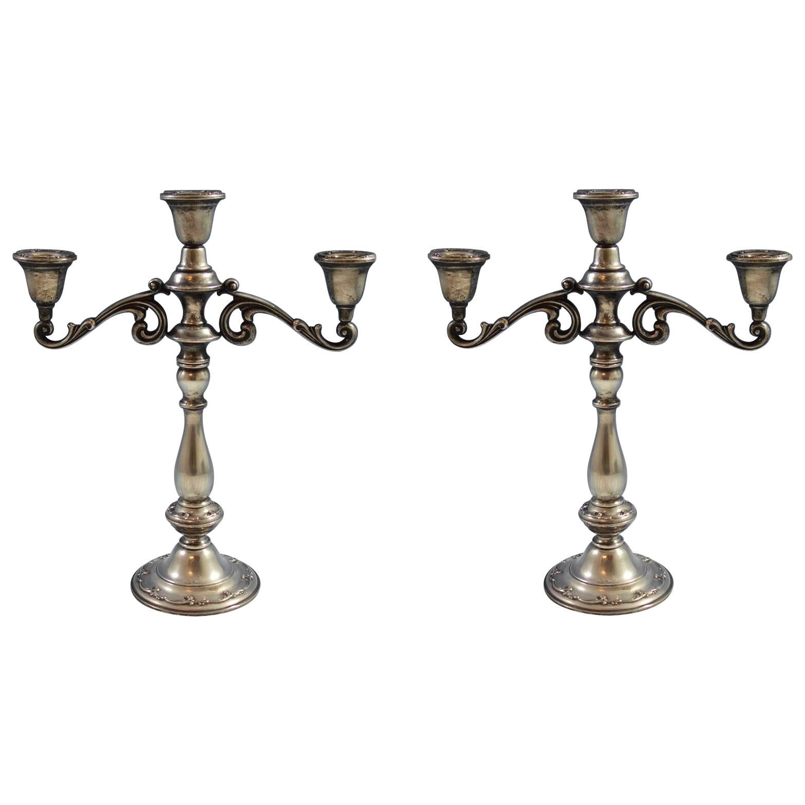 Angelique by International Sterling Silver Candelabra Pair #127/65 3-Light