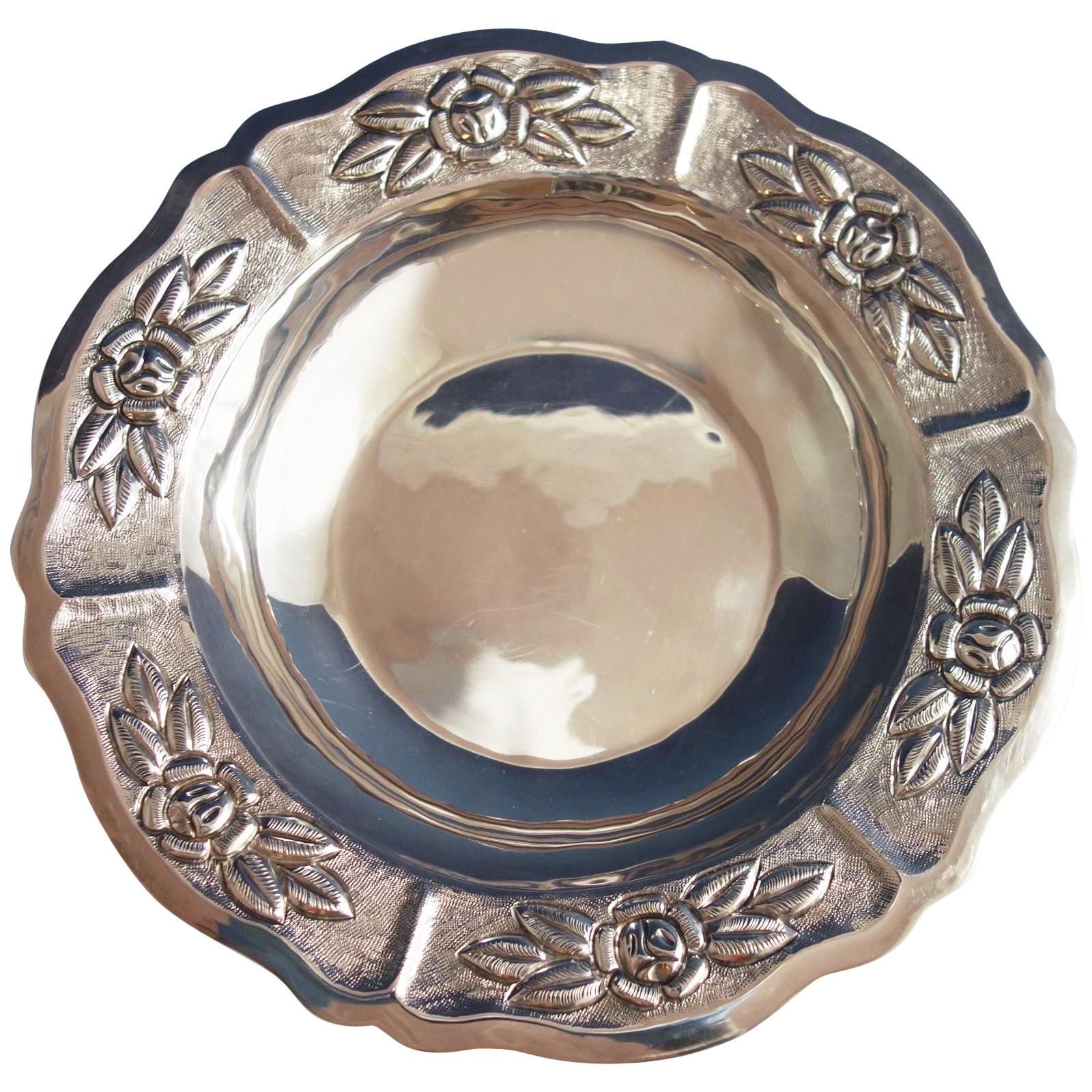 Aztec Rose by Maciel Mexican Mexico Sterling Silver Fruit Bowl #6522/5