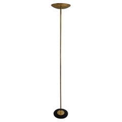 Brass and Black Lacquered Floor Lamp, circa 1970