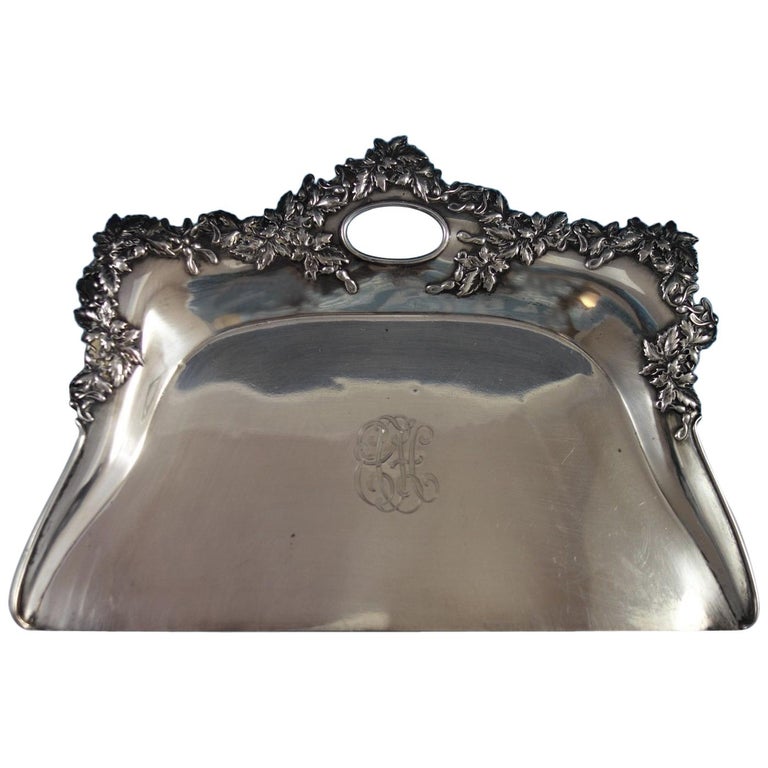 Shreve Sterling Silver Crumb Tray With Maples Leaves Seed Pods For Sale At 1stdibs