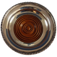 Tane Mexican Mexico Sterling Silver Wine Coaster with Mahogany Wood