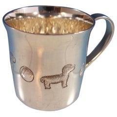 Vintage Tiffany & Co. Sterling Silver Baby Cup with Dogs and Balls #25898