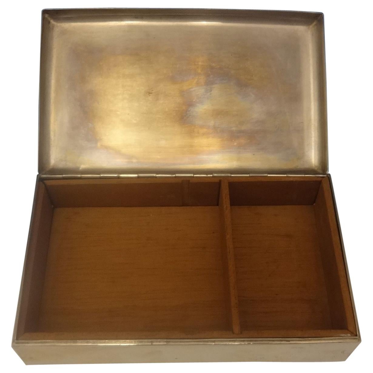Cartier Sterling Silver Cigarette Box Wood Lined