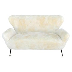 20th Century Sheepskin Divano, Italian Two-Seat Sofa Attributed to Paolo Buffa