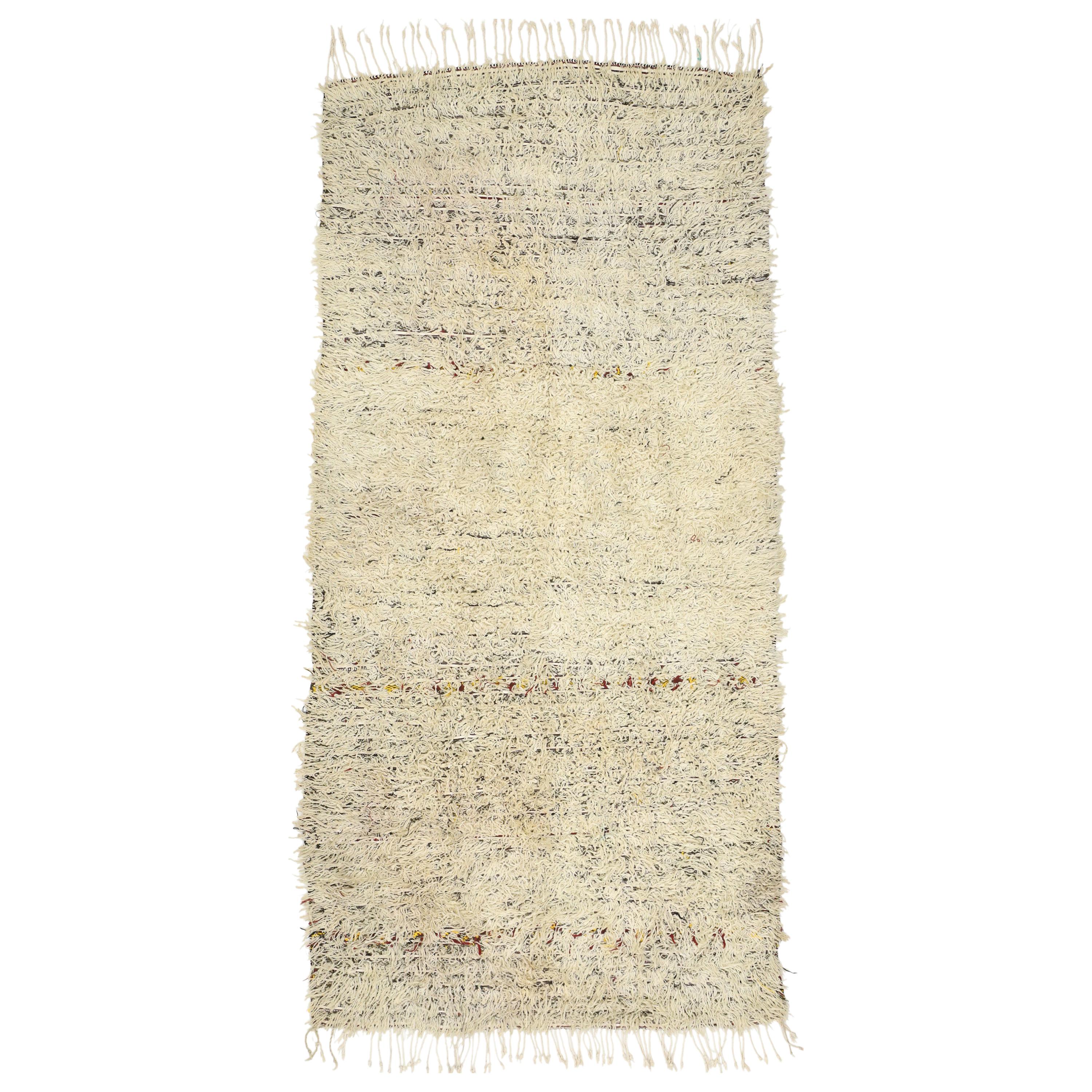 Vintage Berber Moroccan Gallery Rug with MCM Style, ExtraLong Hallway