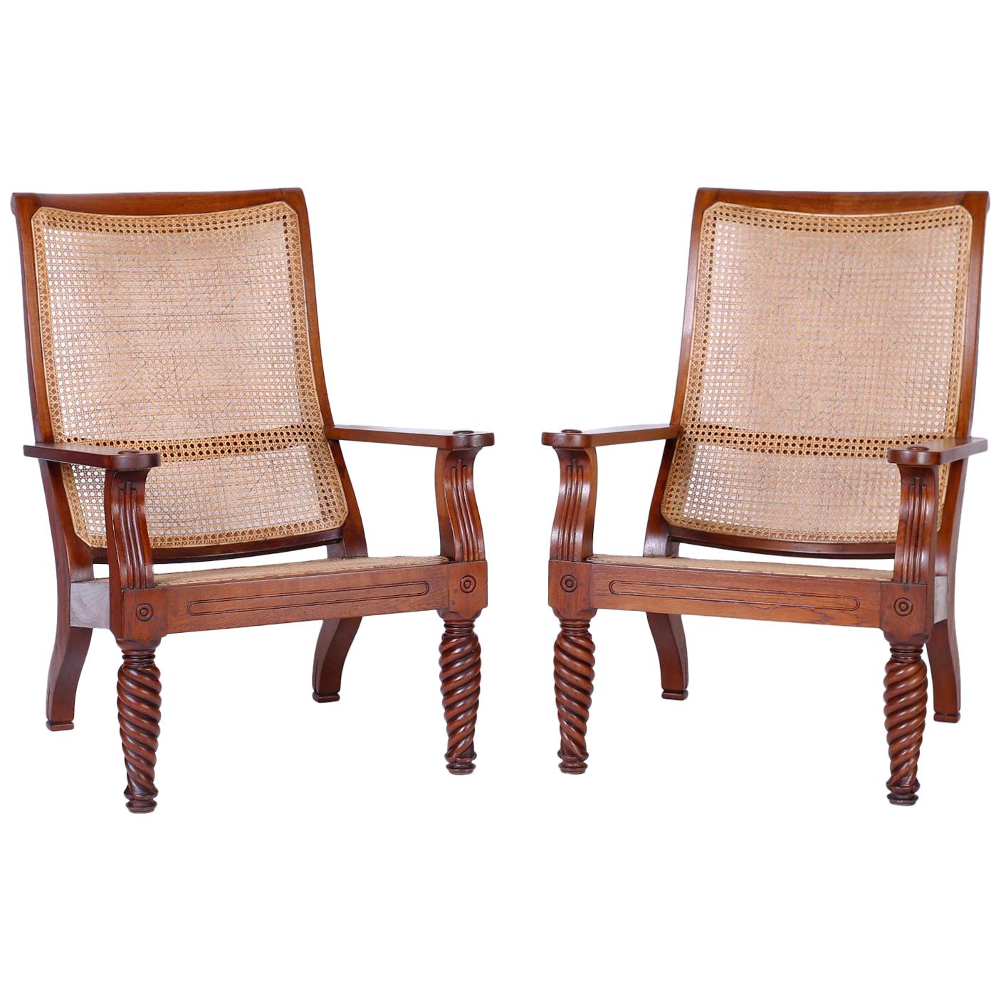 Pair of Antique Anglo-Indian Plantation Chairs