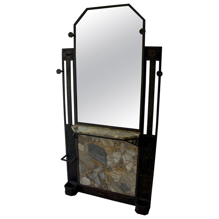 Art Deco Hall Tree and Mirror at 1stDibs
