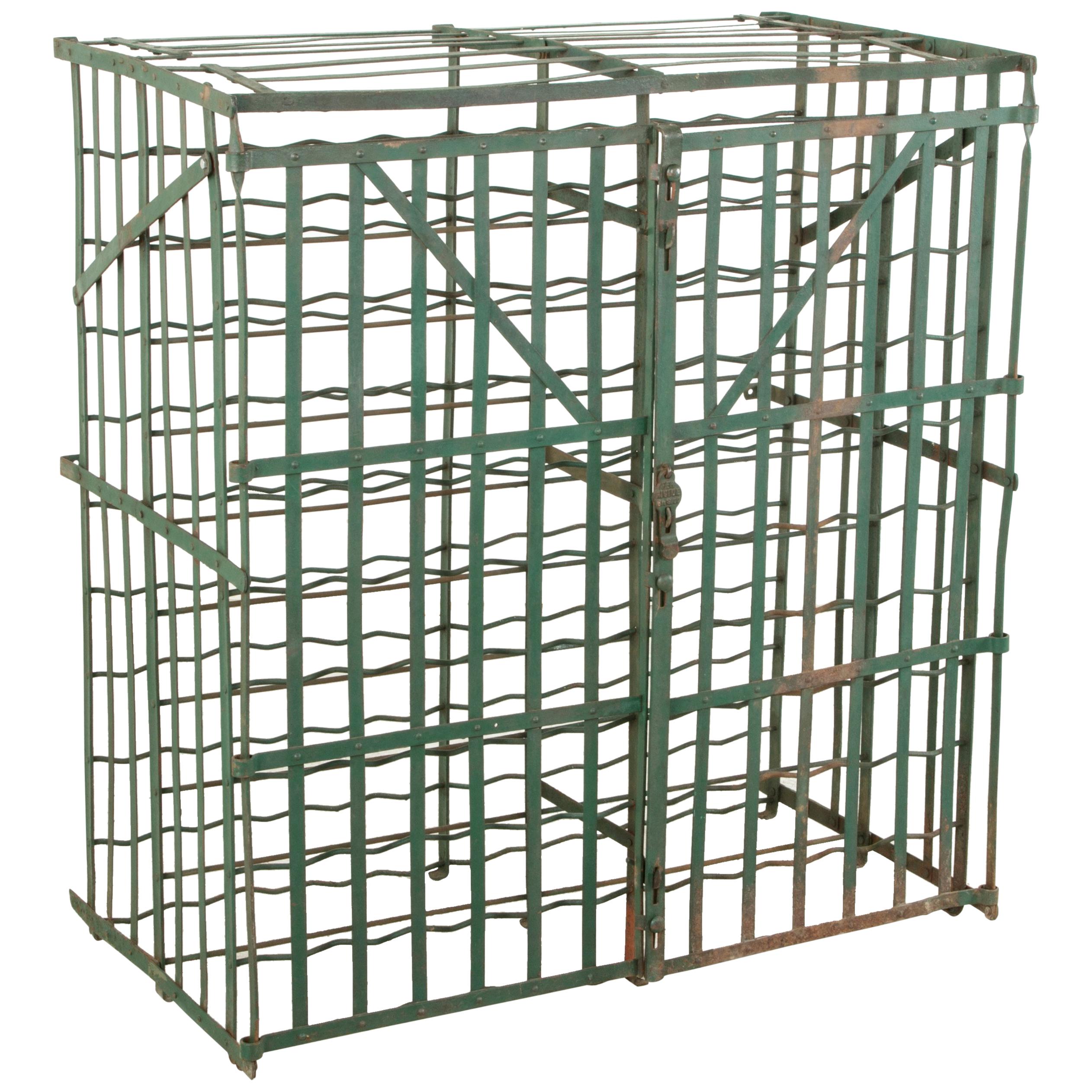 Early 20th Century French Riveted Iron Wine Cage or Wine Cellar for 200 Bottles