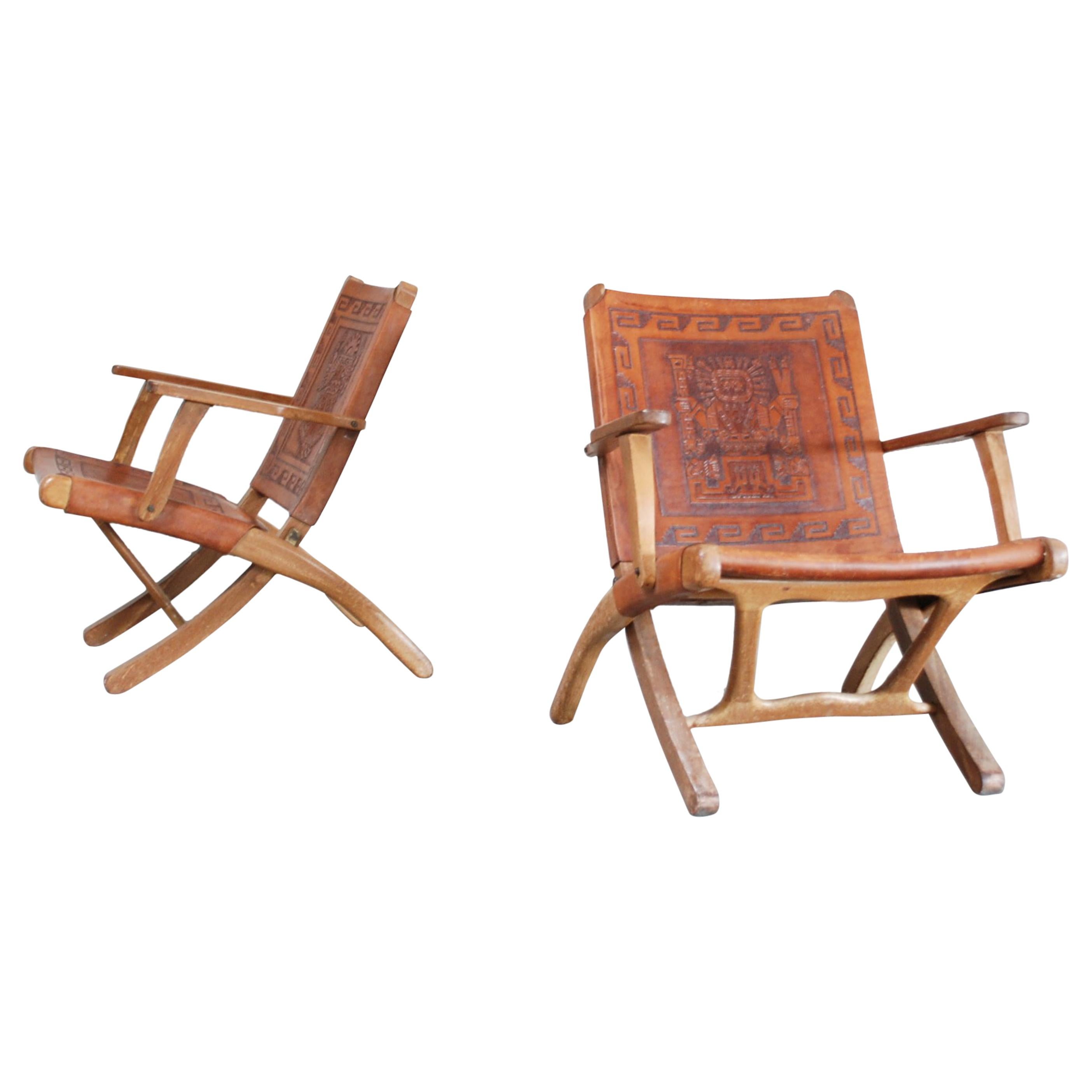 Angel Pazmino Folding Leather Lounge Chairs for Muebles de Estilo