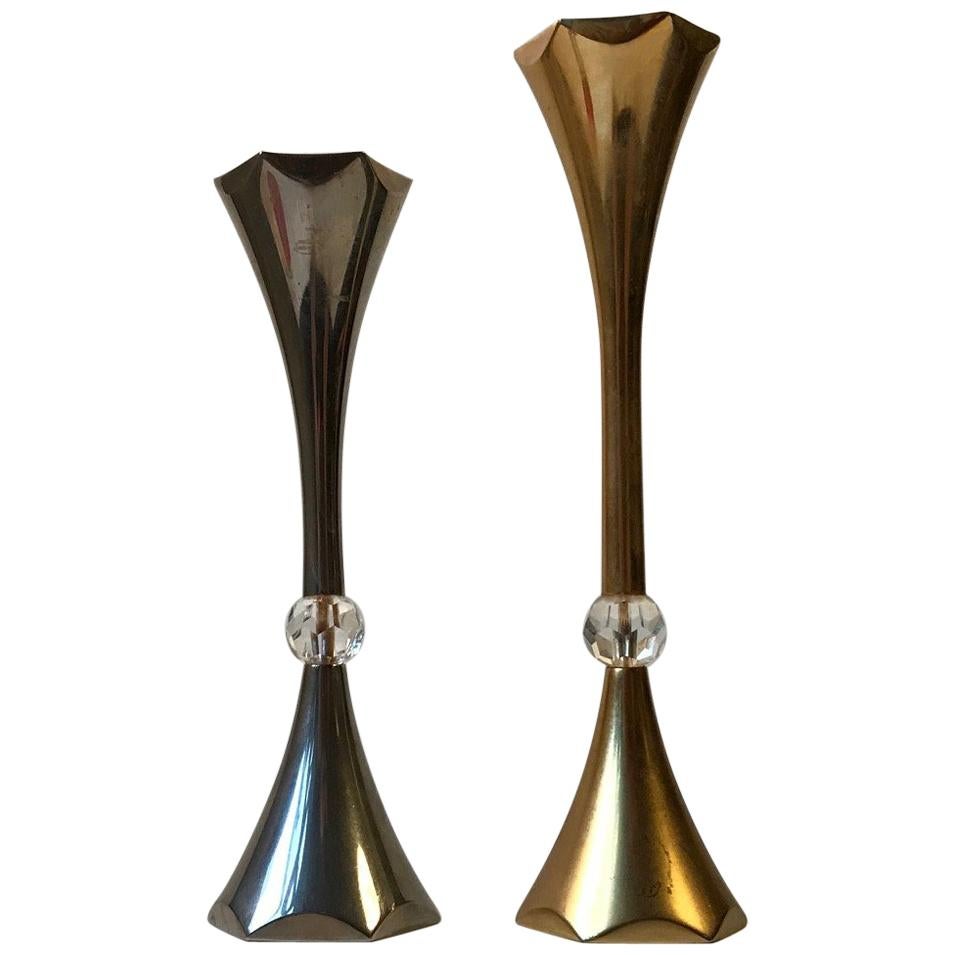 Pair of Midcentury Gold-Plated Candleholders by Hugo Asmussen, 1960s