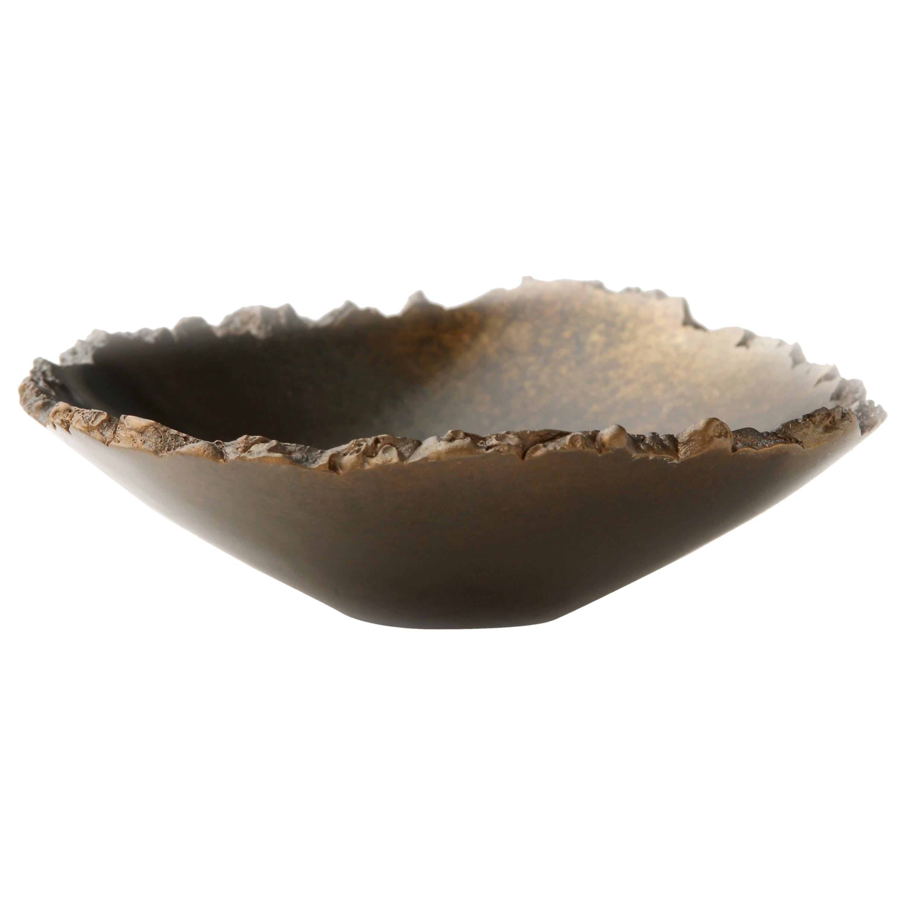 Solid Bronze "Burl" Nesting Bowl / Vessel with Natural Edge and Ebony Finish For Sale