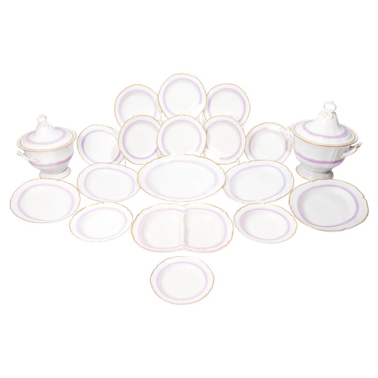 Dinner Service Lavender Color, Limoges, French, First Half of the 20th