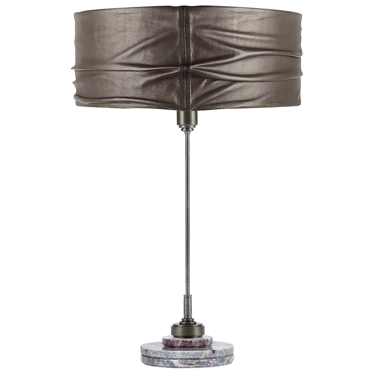 Semele Steel Gray Table Lamp with Salome Marble by Acanthus
