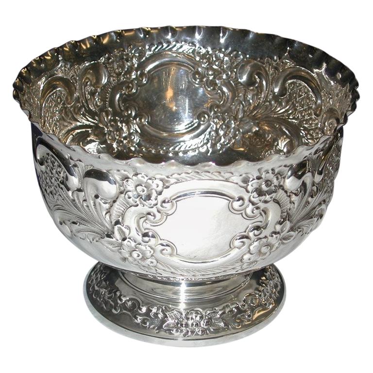 Edwardian Embossed Silver Rose Bowl, 1908