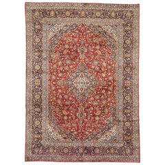 Alfombra Persa Kashan Vintage de Estilo Neoclásico