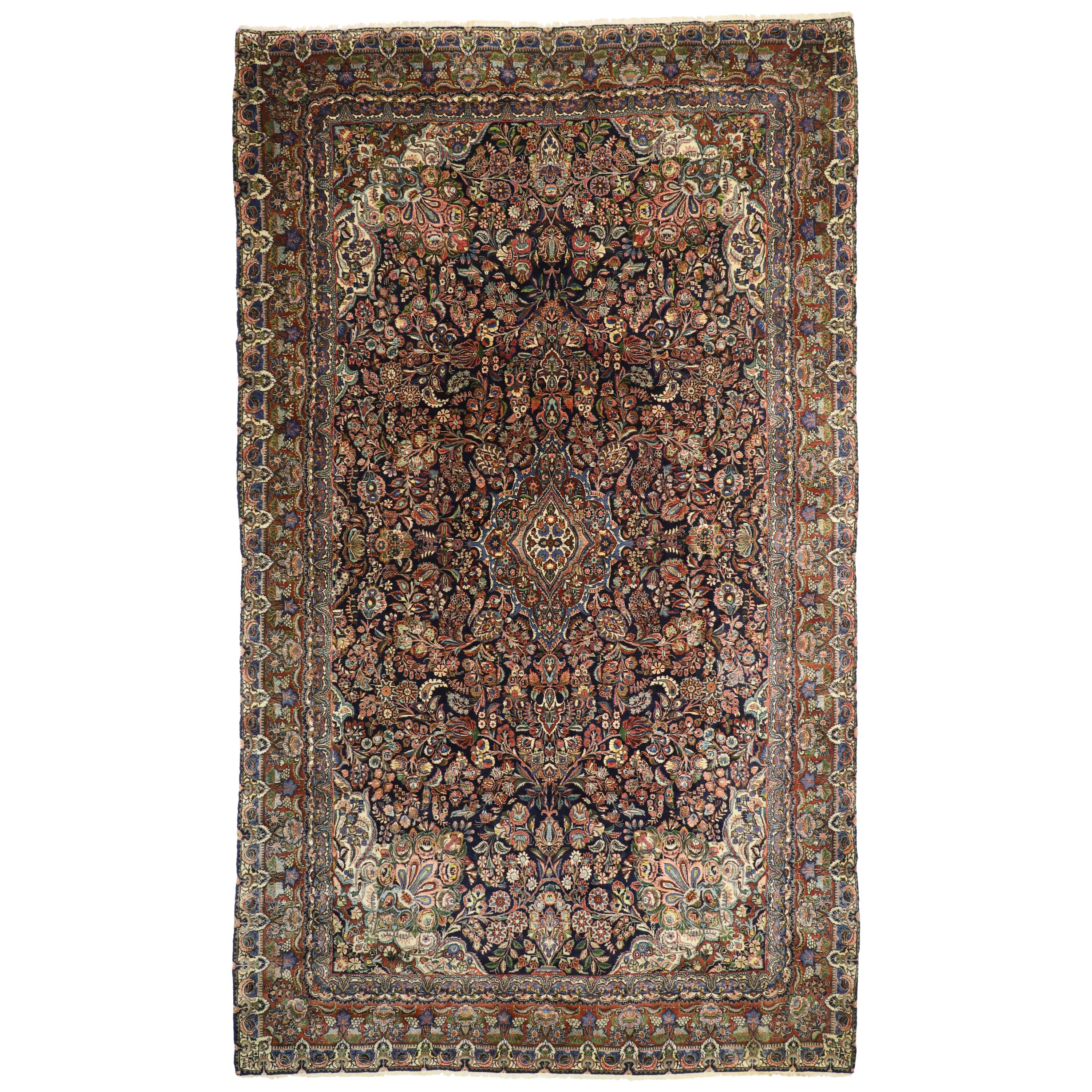 Oversized Antique Persian Hamadan Rug, Maximalism Meets Baroque Exuberance For Sale