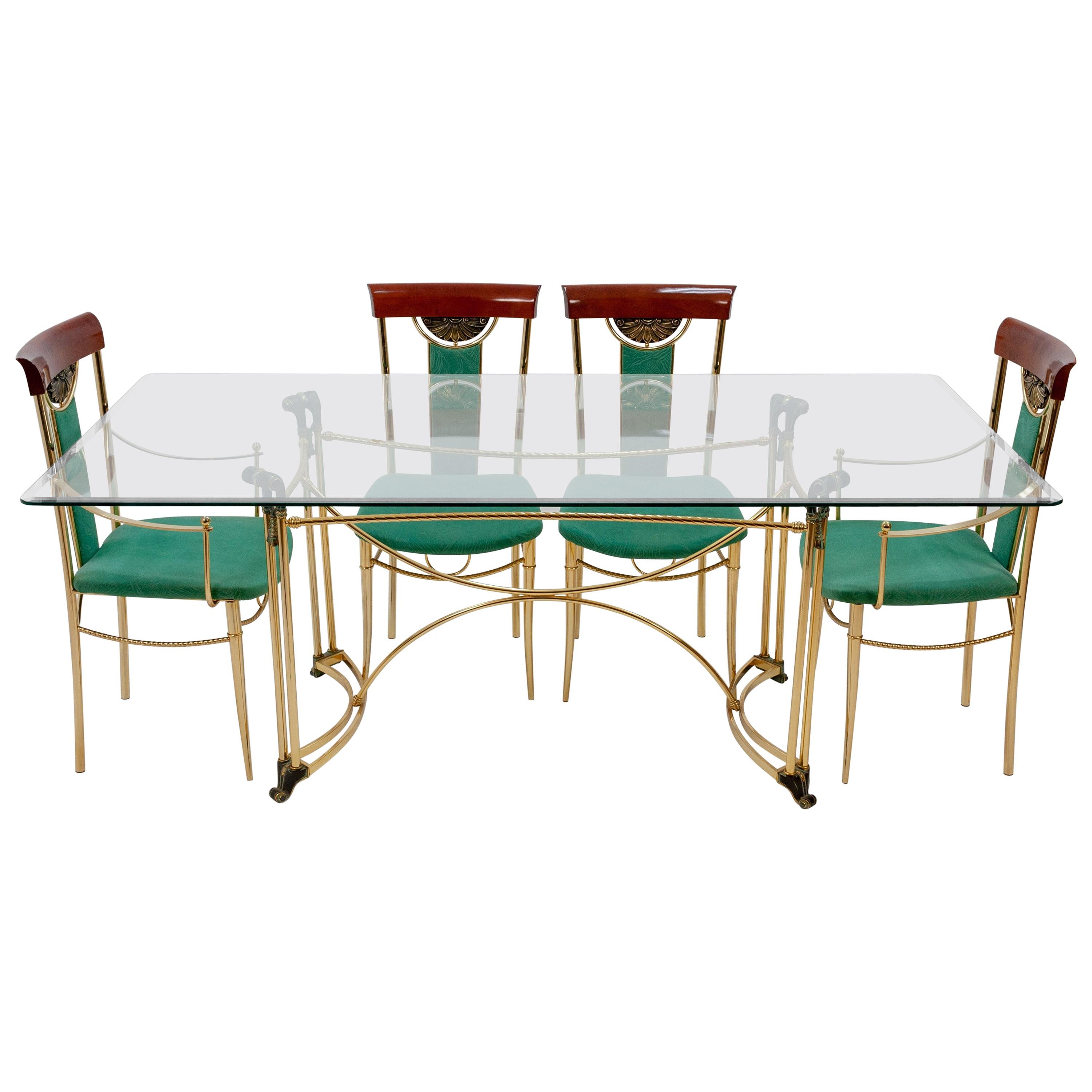 Italian Dining Table and Chairs, 1980s