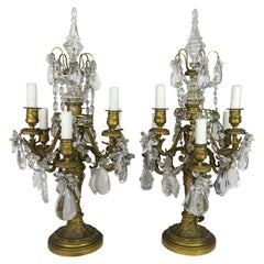 19th Century French Bronze and Crystal Girandles, Pair