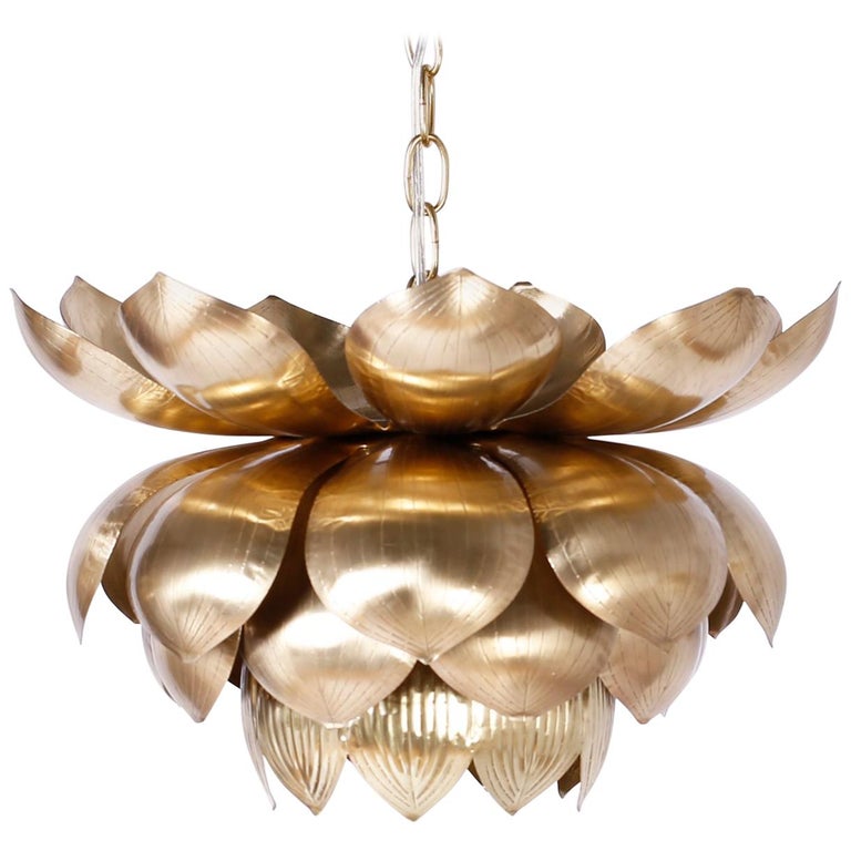 Large Brass Lotus Pendant or Light Fixture