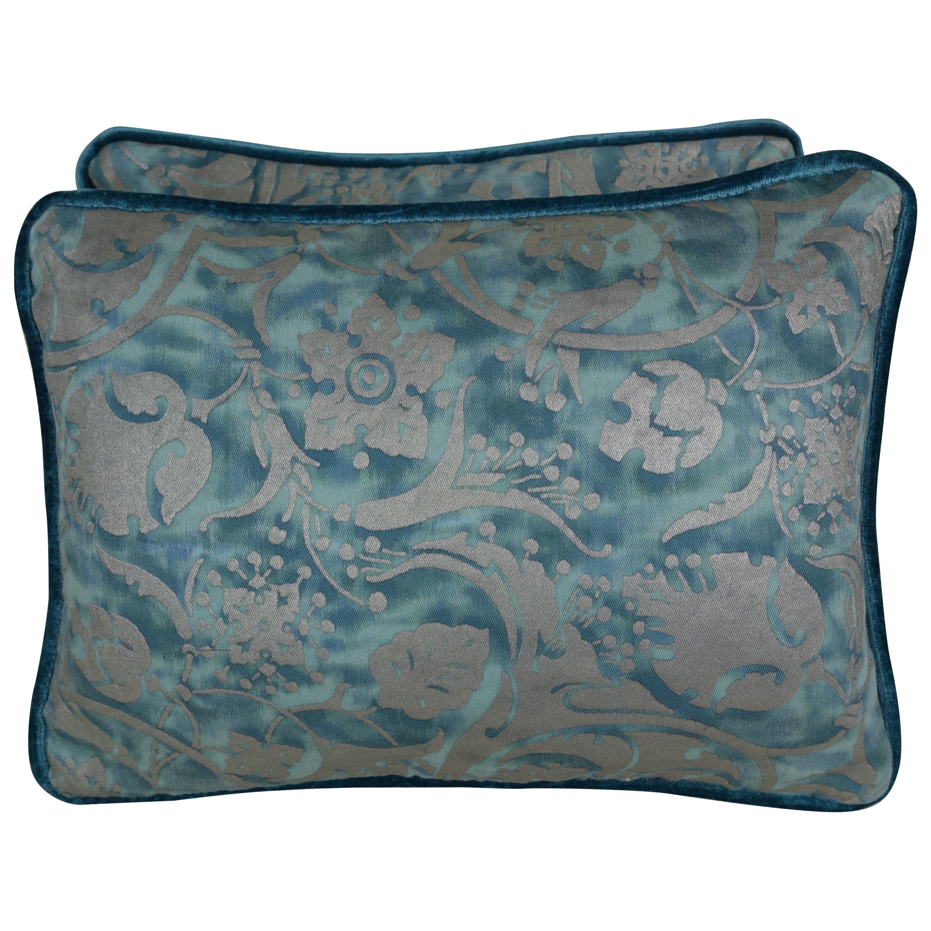 Persepolis Patterned Blue Fortuny Pillows, Pair