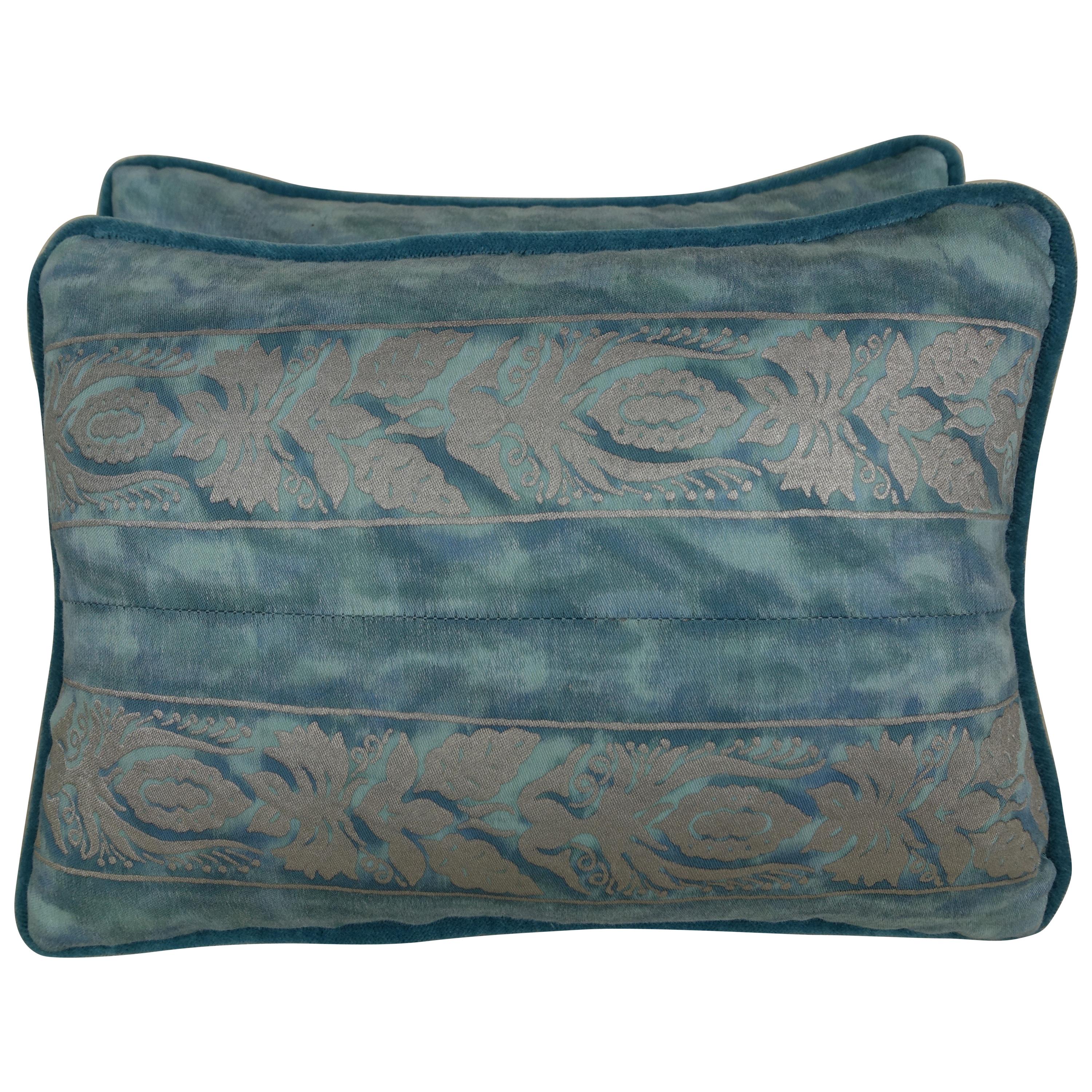 Pair of Blue and Silver Fortuny Pillows