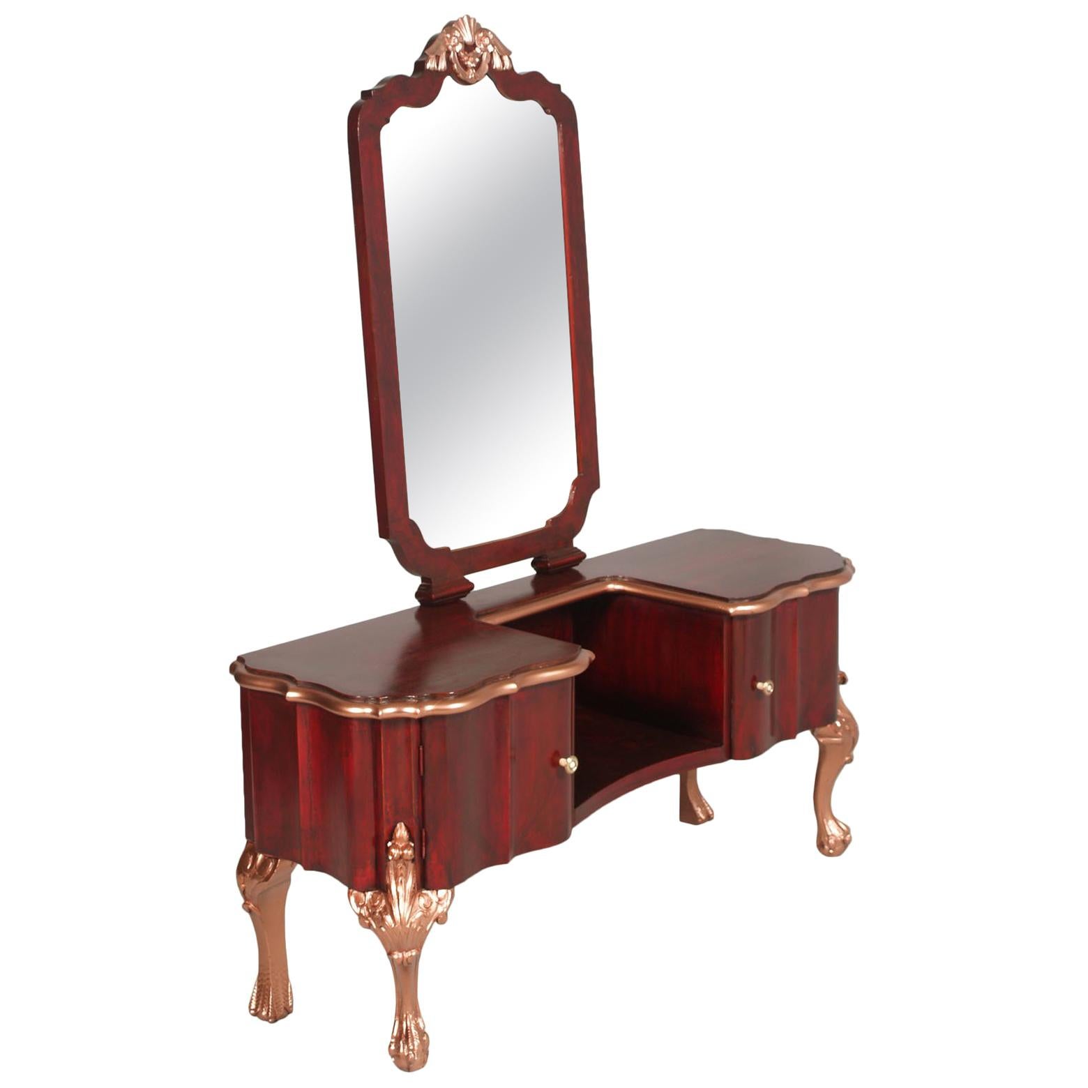 Early 20th Century Venetian Baroque Vanity, Mirrored Console, Dressing Table
