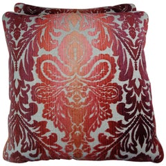 Custom Clarence House Cut Velvet Pillows, a Pair