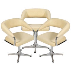 1960s Italian Three Armchairs , Chromed Steel, Gastone Rinaldi Design Attributed