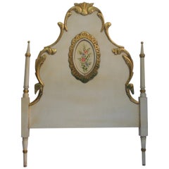 Early 20th Louis XV Polychromed Wood Single Bed Headboard