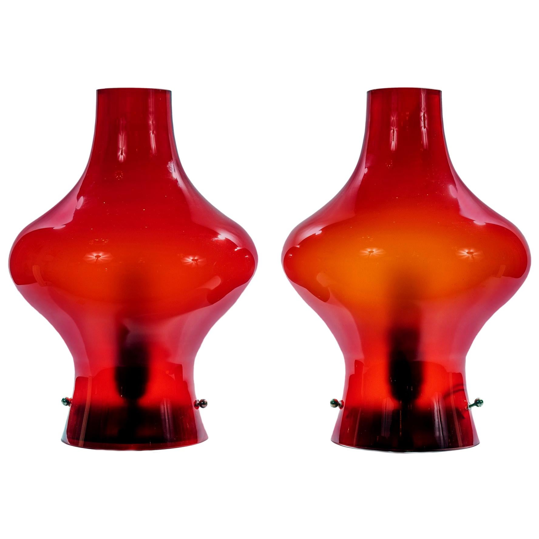 Pair of Vintage Red Murano Wall Sconces