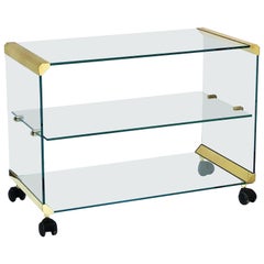 Italian Three-Tier Drinks Cart of Brass and Glass by Gallotti & Radice