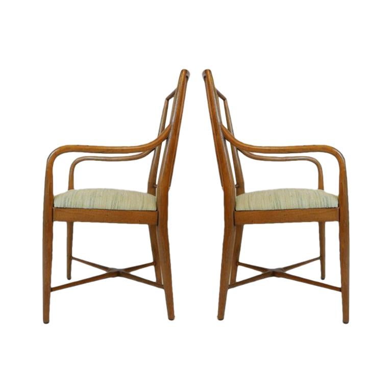Pair of Sleek Curved Mid-Century Modern Edward Wormley for Drexel Armchairs
