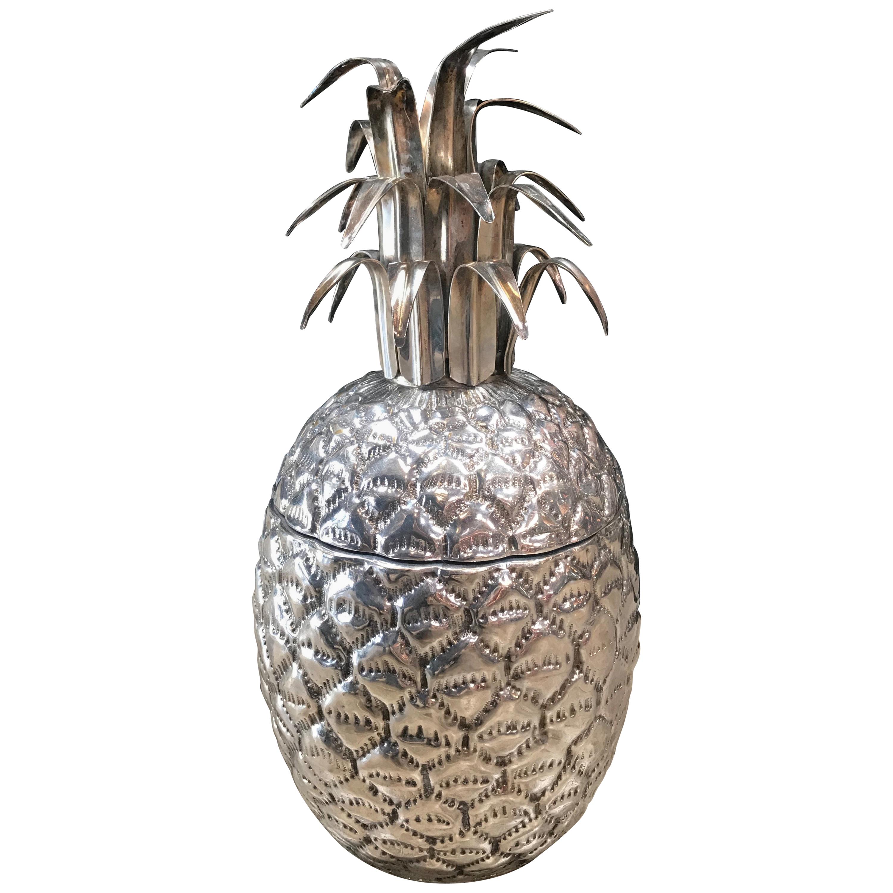 Silver Plated Pineapple Ice Bucket Made in Florence, Italy by Teghini