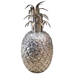 Retro Silver Plated Pineapple Ice Bucket Made in Florence, Italy by Teghini