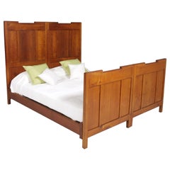 Country 1920s Antique Italian Art Deco, Twin Beds, Double Bed, in Cherry Wood