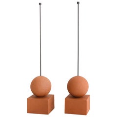 Pair of Terracotta Candle Holders, Hand-Sculpted, Rooms