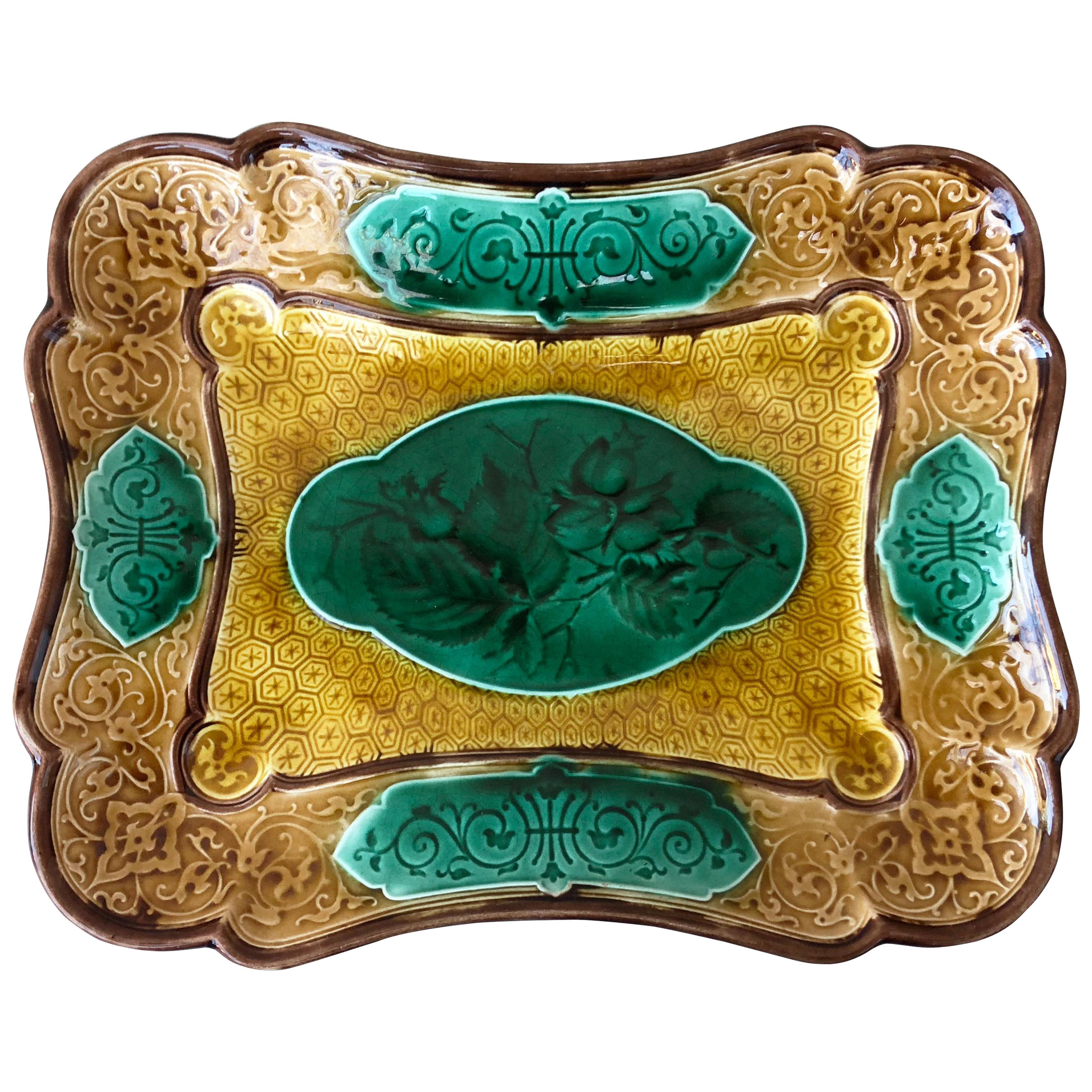 Majolica Rectangular Platter Sarreguemines Majolica, circa 1870