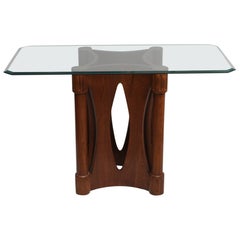 Mid-Century Modern Teak Architectural Base Dining Table